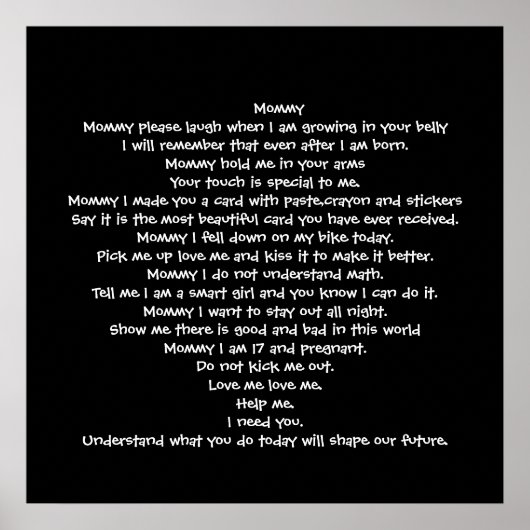 mama gedicht poster (Voorkant)