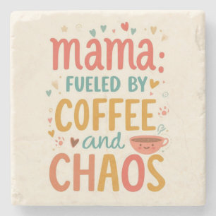 Mama Gedreven Door Koffie En Chaos Schattige Moede Stenen Onderzetter