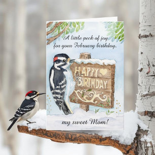 Mama Gefeliciteerd verjaardag Kleine Bonte Specht Kaart