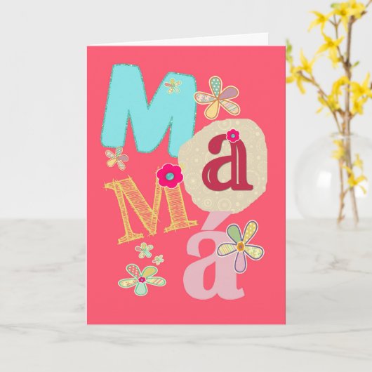 mamá, gelukkig moederdag in het Spaans Kaart (Gele Bloem)
