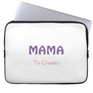 Mama gelukkige moeders retro paars voeg naam tekst laptop sleeve