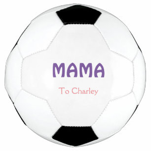 Mama gelukkige moeders retro paars voeg naam tekst voetbal