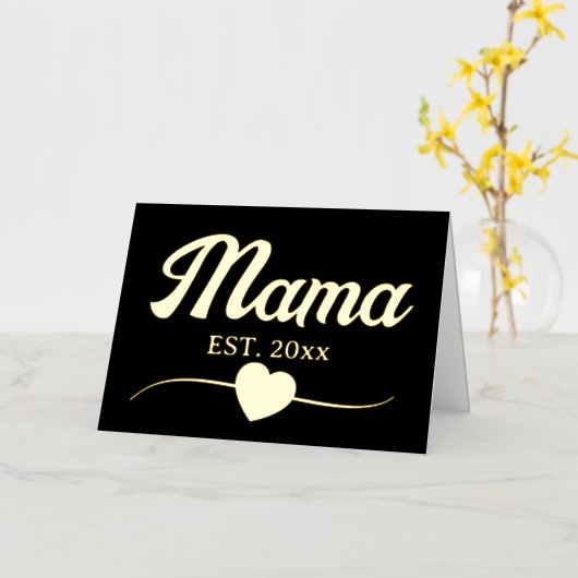 Mama gepersonaliseerd jaar aangepaste tekst hart v folie wenskaart (Gele Bloem)