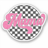 Mama Geruite Vans Retro  Sticker Roze (Voorkant)
