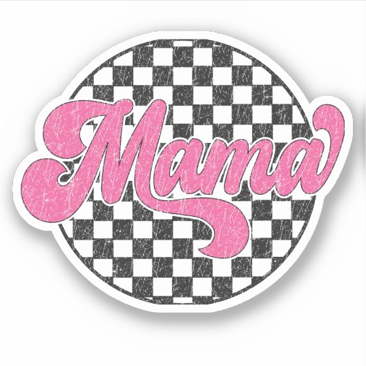 Mama Geruite Vans Retro Sticker Roze (Voorkant)