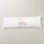 Mama Gevestigd Blush Roze Bloemen Waterverf Wit Lichaamskussen (Achterkant)