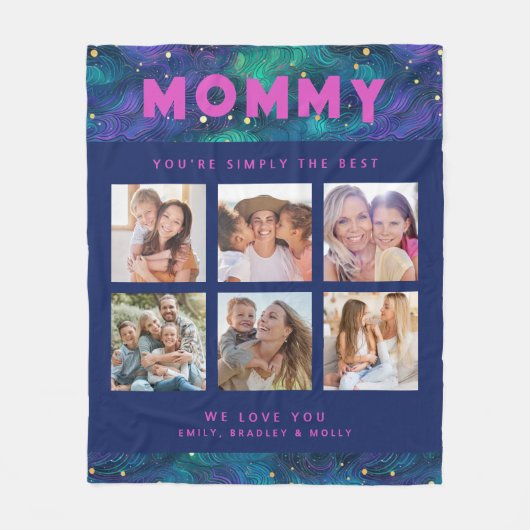 Mama Gewoon de beste fotocollage gepersonaliseerd Fleece Deken (Voorkant)