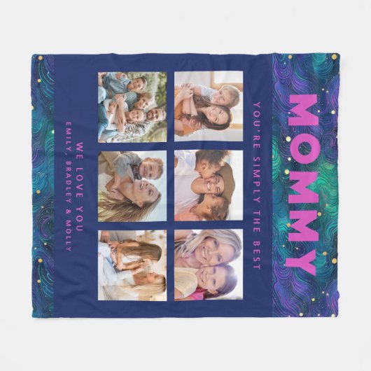 Mama Gewoon de beste fotocollage gepersonaliseerd Fleece Deken (Voorkant (Horizontaal))