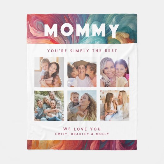 Mama Gewoon de beste fotocollage gepersonaliseerd Fleece Deken (Voorkant)