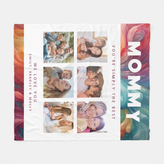 Mama Gewoon de beste fotocollage gepersonaliseerd Fleece Deken (Voorkant (Horizontaal))