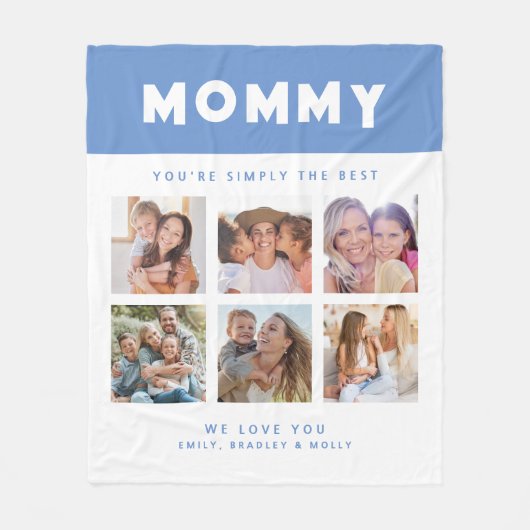 Mama Gewoon de beste fotocollage gepersonaliseerd Fleece Deken (Voorkant)