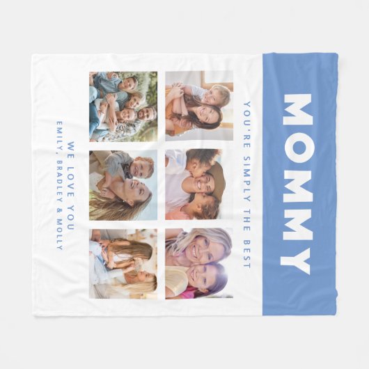 Mama Gewoon de beste fotocollage gepersonaliseerd Fleece Deken (Voorkant (Horizontaal))