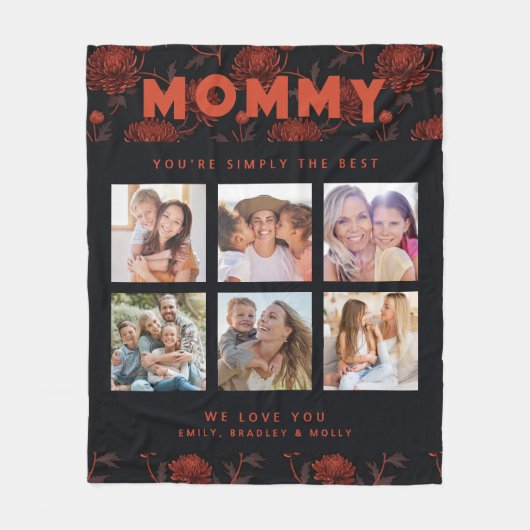 Mama Gewoon de beste fotocollage gepersonaliseerd Fleece Deken (Voorkant)