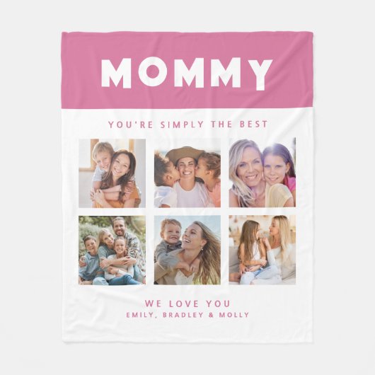 Mama Gewoon de beste fotocollage gepersonaliseerd Fleece Deken (Voorkant)