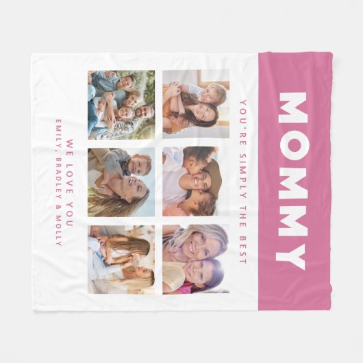 Mama Gewoon de beste fotocollage gepersonaliseerd Fleece Deken (Voorkant (Horizontaal))