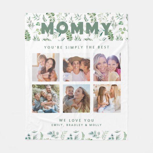 Mama Gewoon de beste fotocollage gepersonaliseerd Fleece Deken (Voorkant)