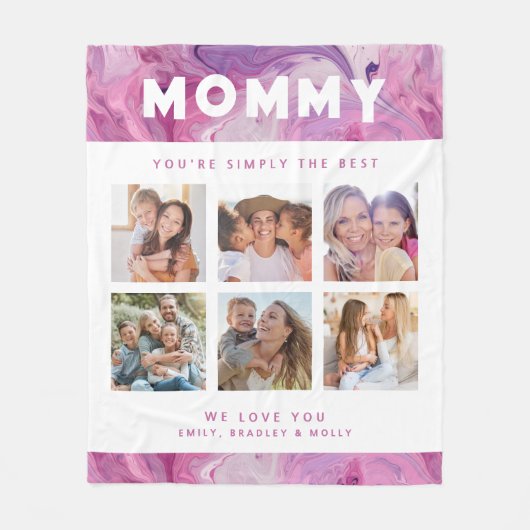 Mama Gewoon de beste fotocollage gepersonaliseerd Fleece Deken (Voorkant)