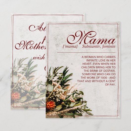 Mama - gewoon onvervangbaar - Boeket (Voorkant / Achterkant)