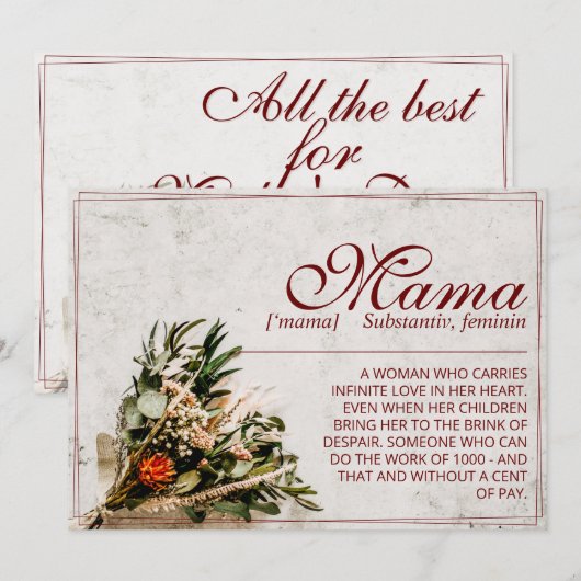 Mama - gewoon onvervangbaar - Bouquet (Voorkant / Achterkant)