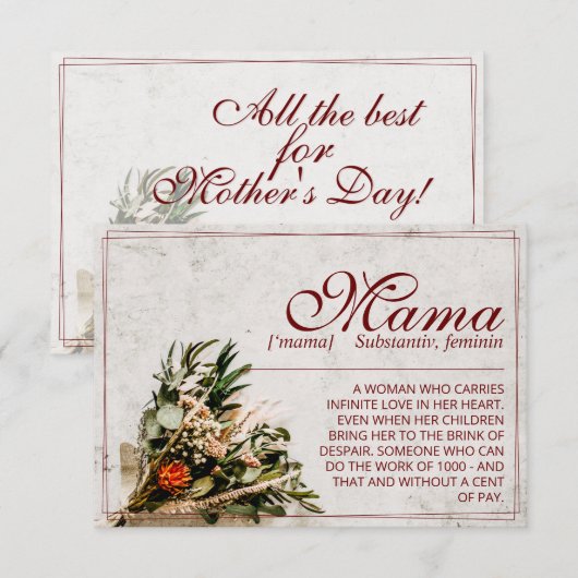 Mama - gewoon onvervangbaar - Bouquet (Voorkant / Achterkant)