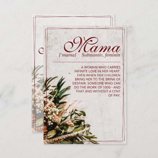 Mama - gewoon onvervangbaar - Bouquet (Voorkant / Achterkant)