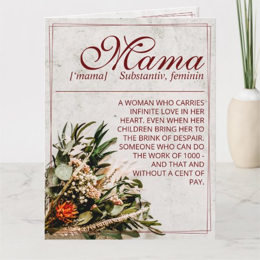 Mama - gewoon onvervangbaar - Bouquet Kaart (Voorkant)