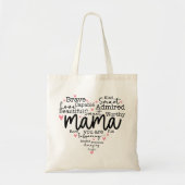 Mama Gift Mam Manuscript Inspioneert Harten Tote Bag (Voorkant)
