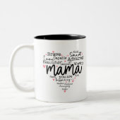 Mama Gift Mam Manuscript Inspioneert Harten Tweekleurige Koffiemok (Links)