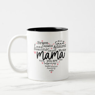 Mama Gift Mam Manuscript Inspioneert Harten Tweekleurige Koffiemok