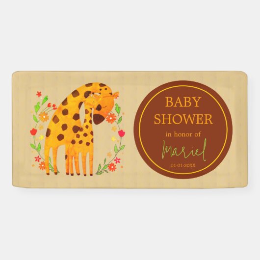 Mama Giraffe en Kalf Baby shower Spandoek (Horizontaal)