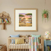 Mama Giraffe en Kalveren Nursery Poster
