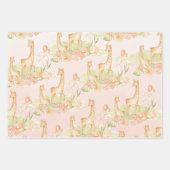 Mama Giraffe met Baby en vrienden Blush Pink Inpakpapier Vel (Voorkant 2)