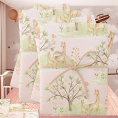 Mama Giraffe met Baby en vrienden Blush Pink Inpakpapier Vel