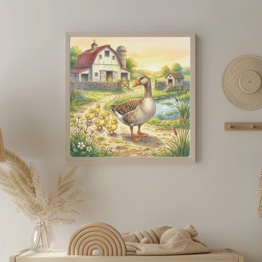 Mama Goose en Goslings-kinderkamer Poster