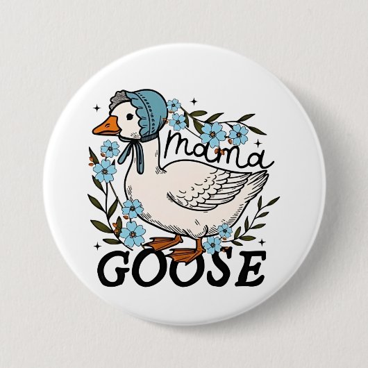 Mama Goose Gekke Goose Moederdag Ronde Button 7,6 Cm (Voorkant)