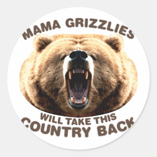 Mama Grizzlies Ronde Sticker (Voorkant)