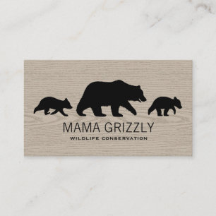 Mama Grizzly Beer met Cubs Silhouettes Wildlife Visitekaartje