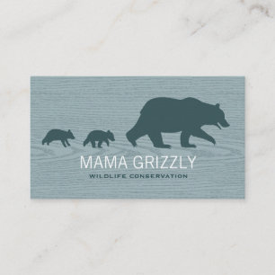 Mama Grizzly Beer met Cubs Silhouettes Wildlife Visitekaartje