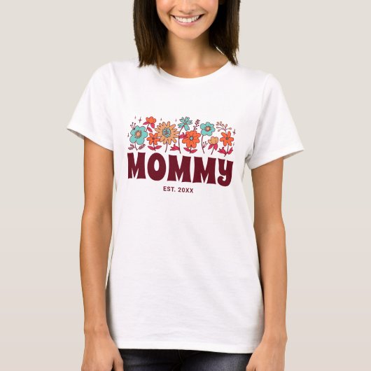 Mama Groovy Bloem Retro  Bloemen Moeder T-shirt (Voorkant)