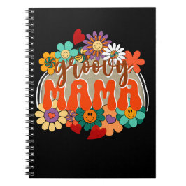 Mama Groovy Floral, Retro Kleurrijke Moederdag Notitieboek