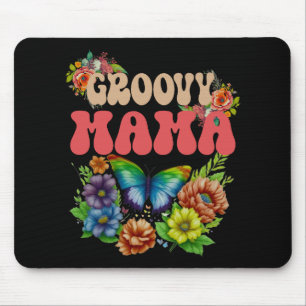 Mama Groovy Floral, Retro Moederdag Kleurrijk Muismat