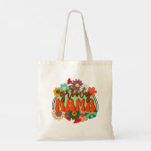 Mama Groovy Floral, Retro Moederdag Tote Bag (Achterkant)