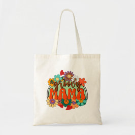 Mama Groovy Floral, Retro Moederdag Tote Bag