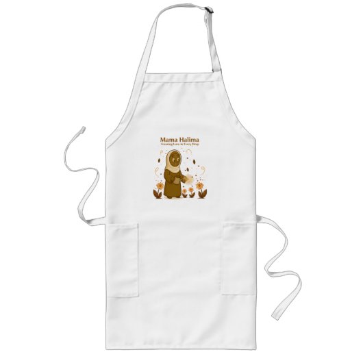Mama Halima "Growing Love in Every Drop"Cute Apron Lang Schort (Voorkant)