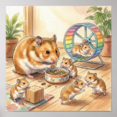 Mama Hamster en Baby's Slaapkamer Poster (Voorkant)