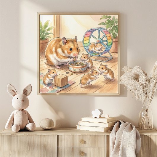 Mama Hamster en Baby's Slaapkamer Poster