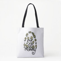 Mama Hand getrokken Floral Design Canvas tas
