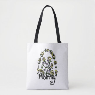 Mama Hand getrokken Floral Design Canvas tas