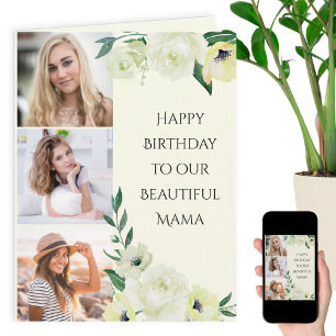 Mama Happy Birthday 3 Foto Waterverf Floral Kaart