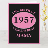 Mama Happy Birthday Monogram Naam Jaar Roze Groot Kaart (Gele Bloem)